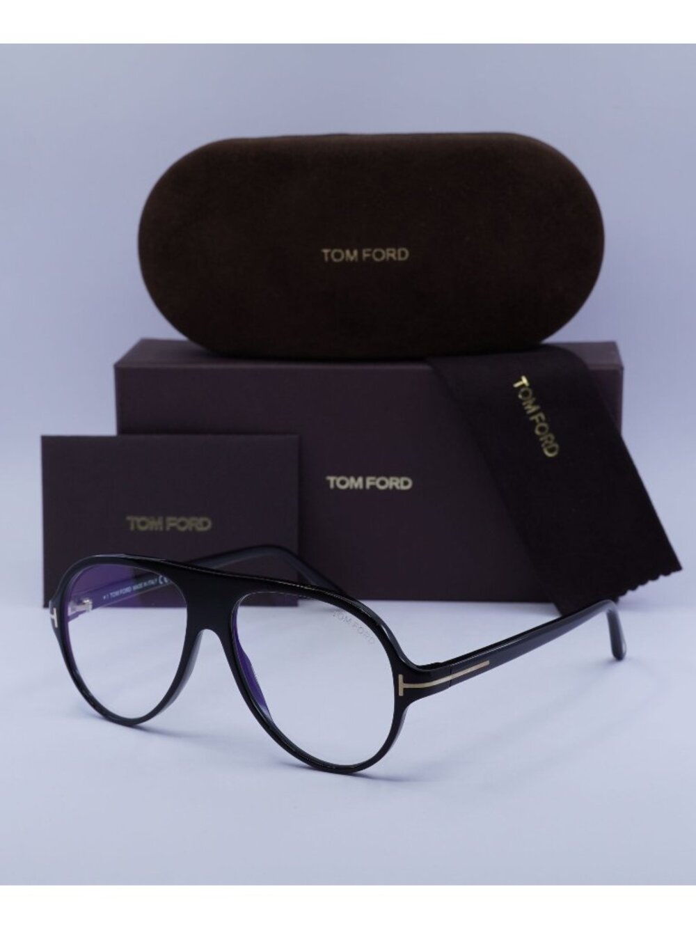Tom Ford FT5012-B 001 Aviator Eyeglasses 53mm - Shiny Black